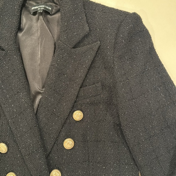 Generation Love Black/Metallic Tweed Blazer size M - Picture 4 of 5